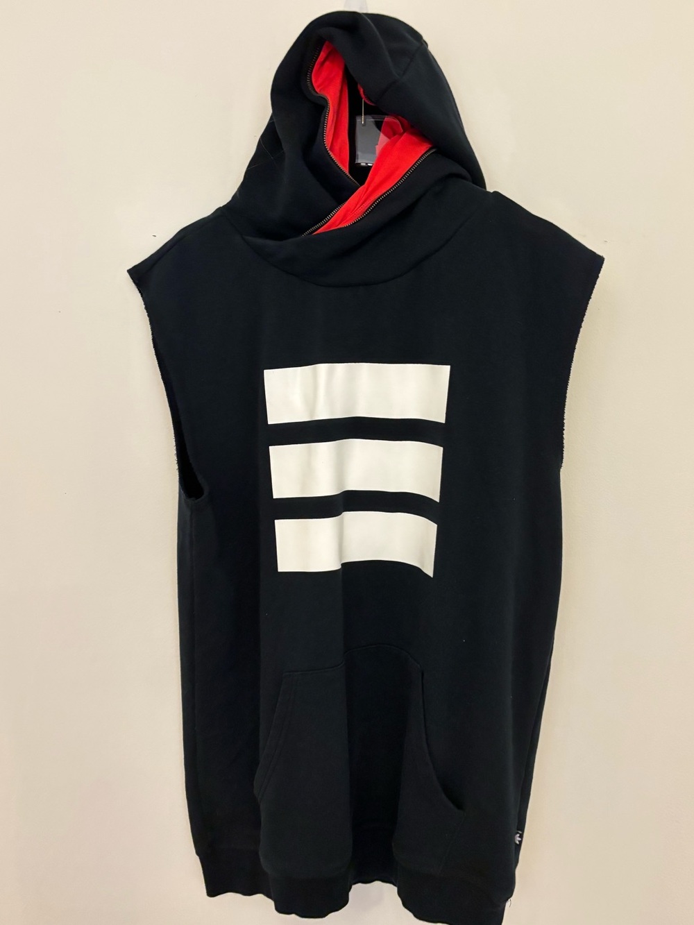 Adidas Berlin Hooded Sweatshirt Dress Black Red White Sleeveless Size Medium